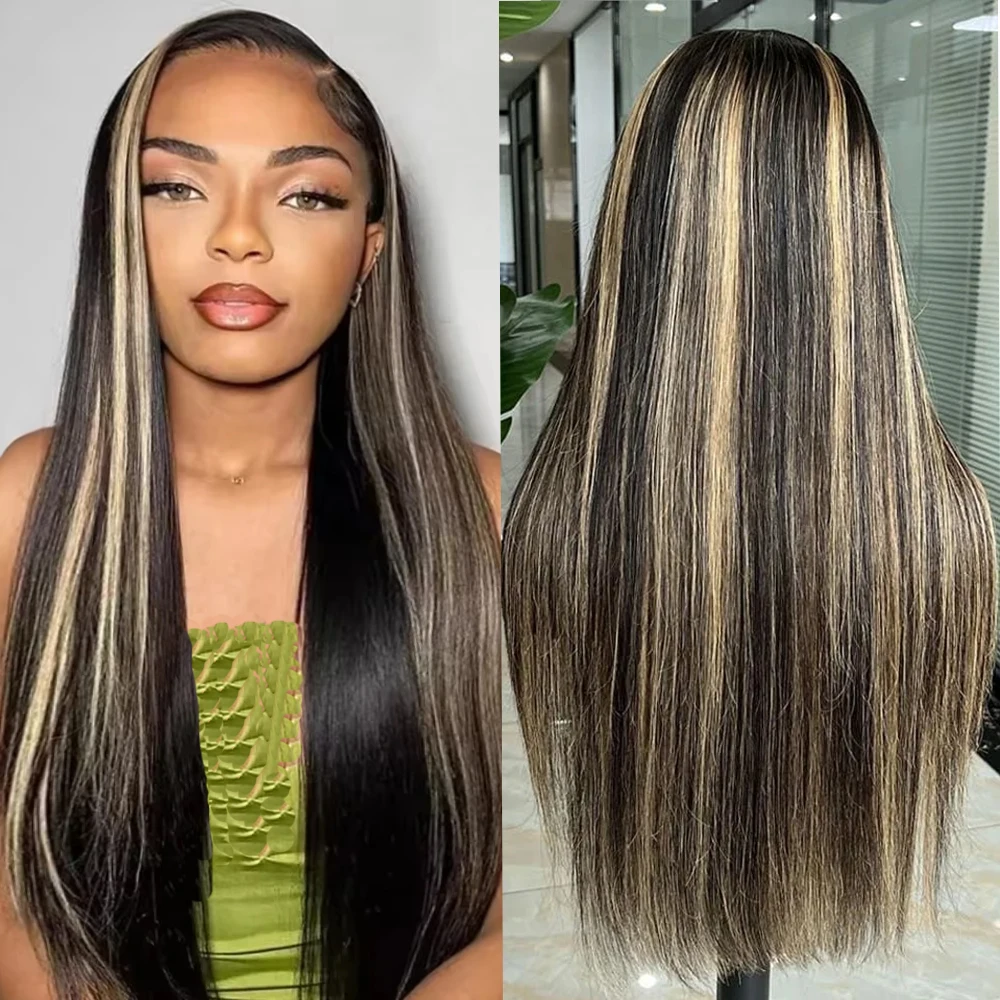 16A 100% Human Hair Highlight 1B/27 Bone Straight Wigs Human Hair 13x6 Lace Front Human Hair Wigs Ombre Lace Wigs For Women 180%