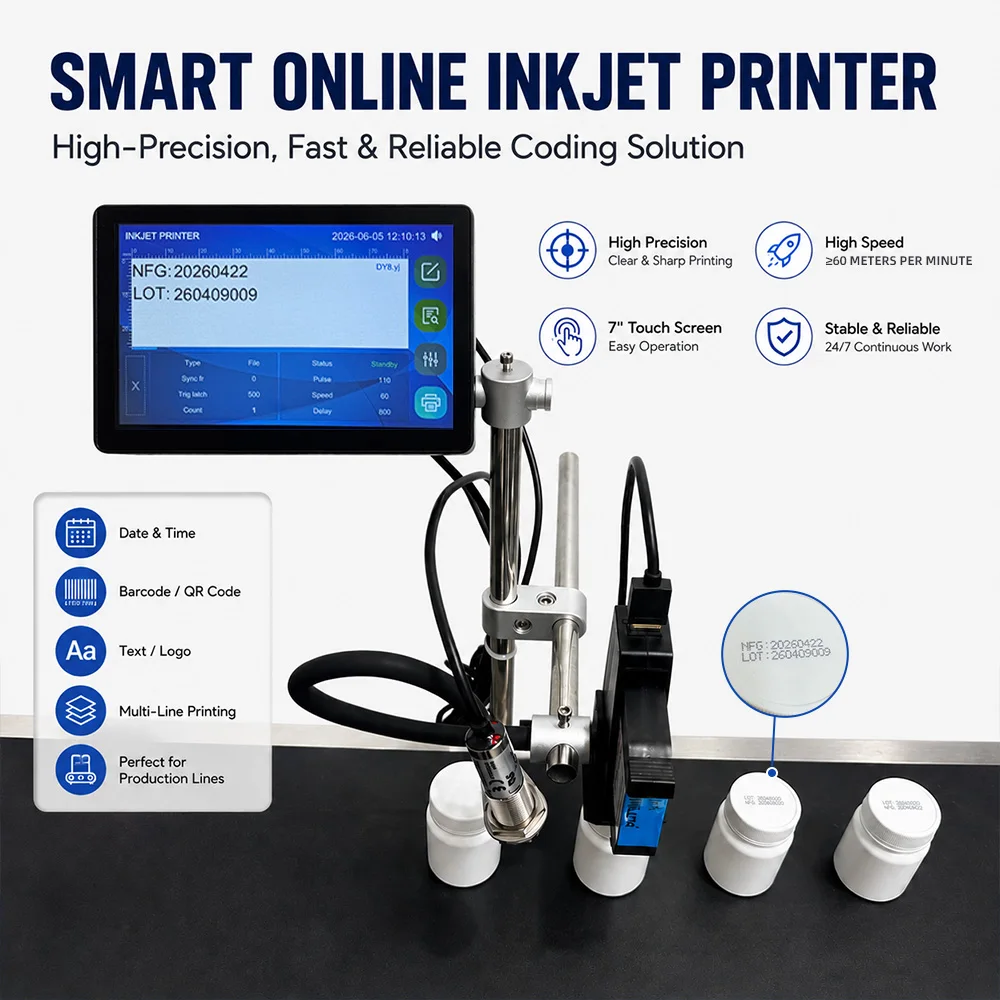 Z100 Pro 7 Inch Touch Screen TIJ Inkjet Printer 12.7mm Online Coding Machine for Date Batch Code