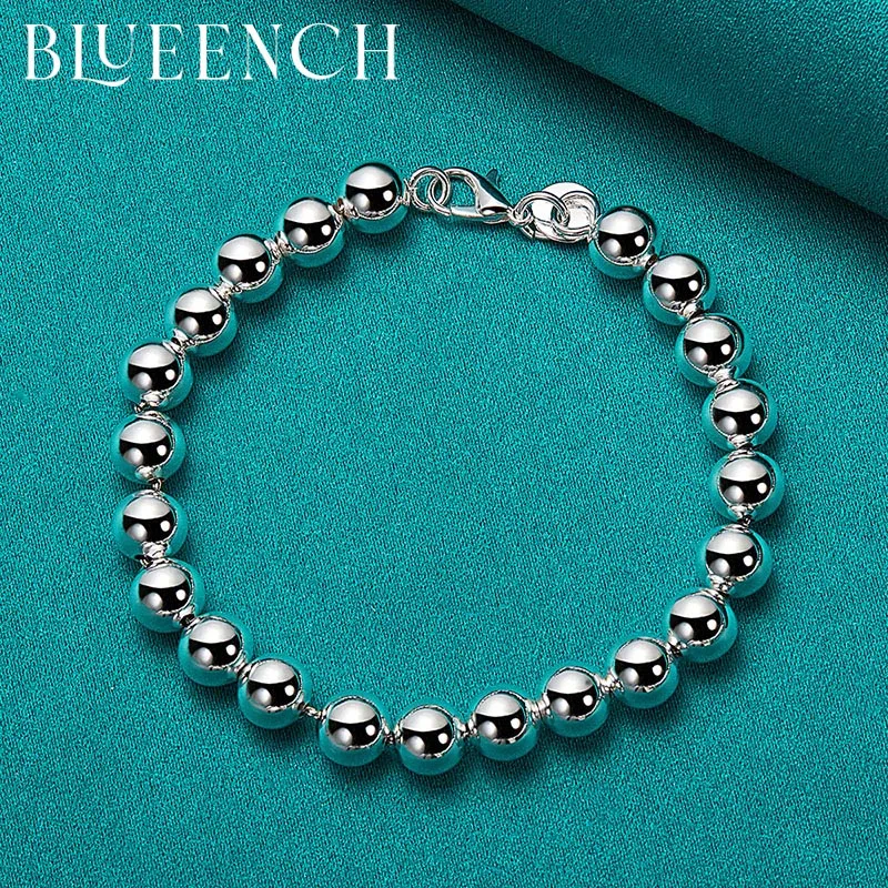 Blueench 925 Sterling Silver Ball Bracelet Women's Wedding Party Couple Fashion Charm Jewelry