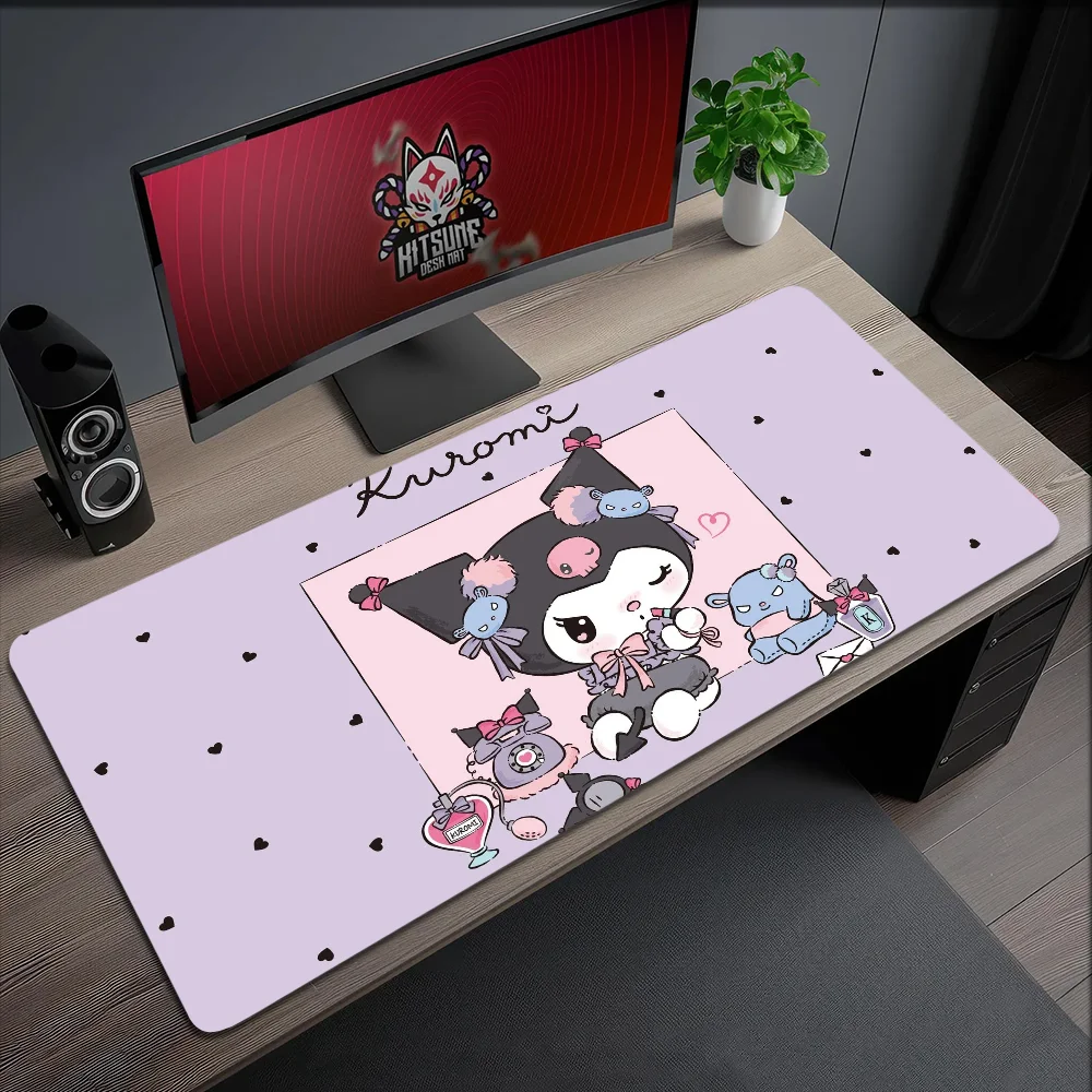 

Коврик для мыши K-Kuromi: милый мультяшный дизайн, нескользящий, с прошитыми краями, для офиса, учебы и игр, утолщенный, большой, для письма и рисования