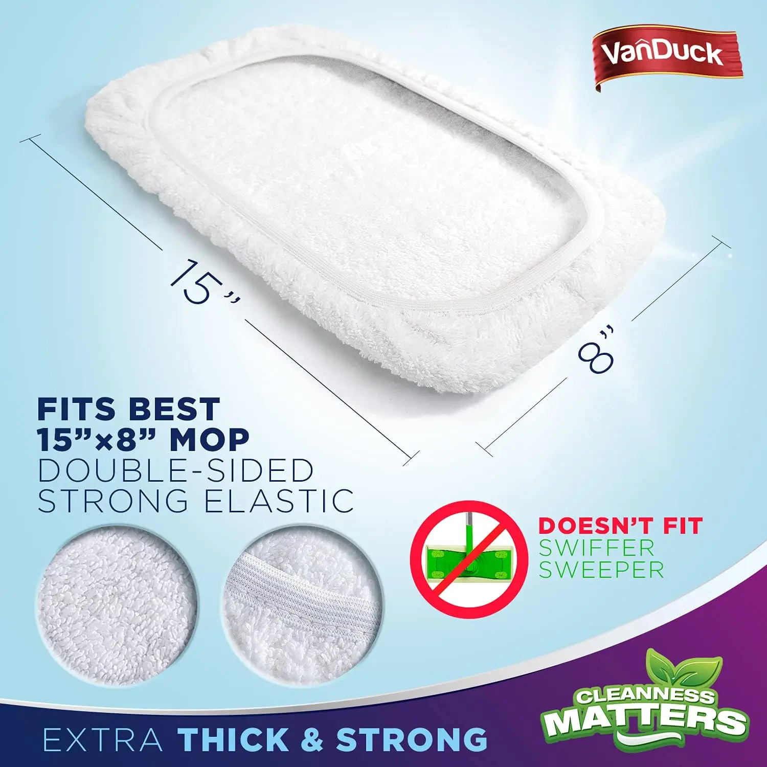 100% Cotton Terry Mop Pads 15x8