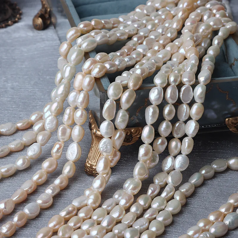 

7-8mm Pink Baroque Straight-Hole Beads Irregularly Shaped Natural Freshwater Pearls for Jewelry Making DIY Necklace Bracelet