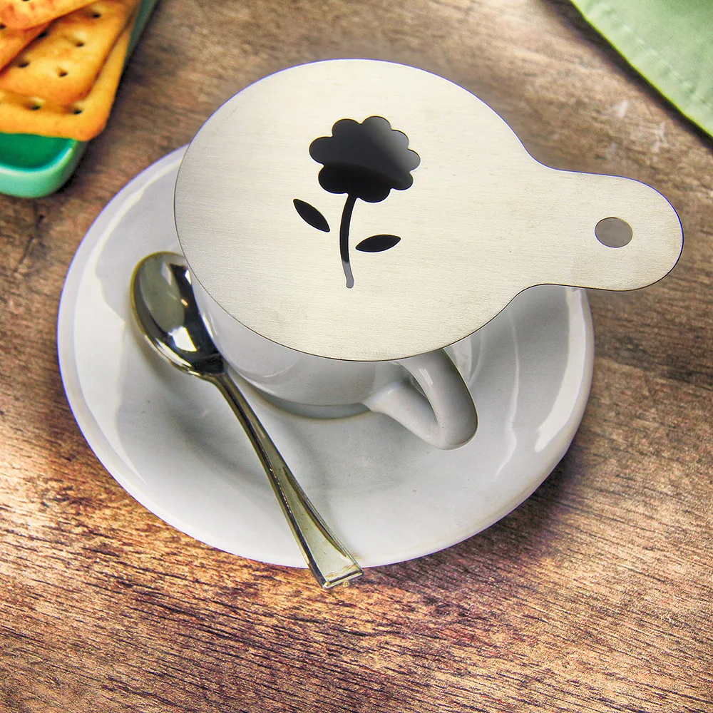 Stencil For Decorating Coffee/Cappuccino Brushed Inox-Flower