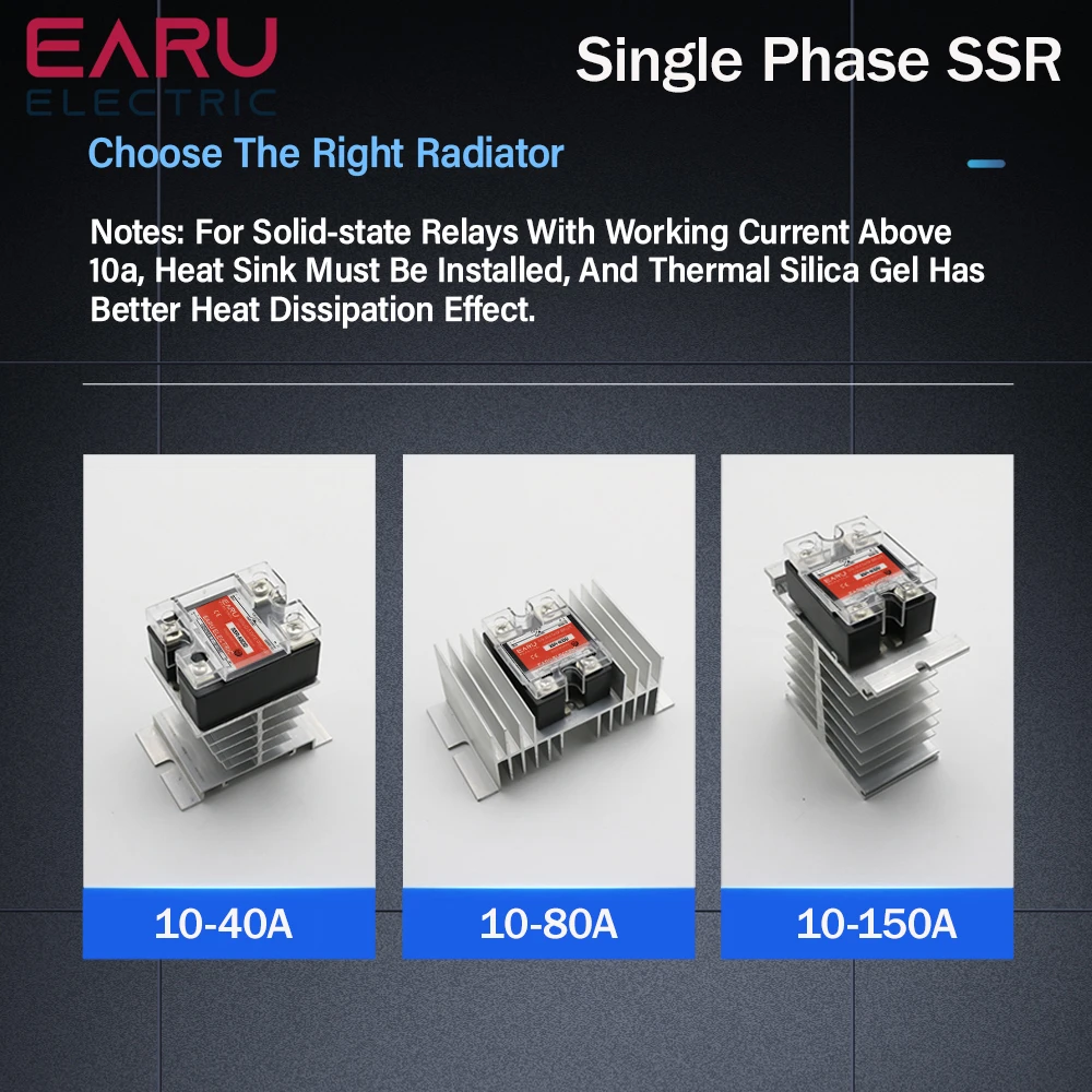 SSR-10DA SSR-40DA SSR 25A 60A 80A 100A 120A Three Phase SSR Solid State Relay DC Control AC 480V 5-32V Input Aluminum Heatsink