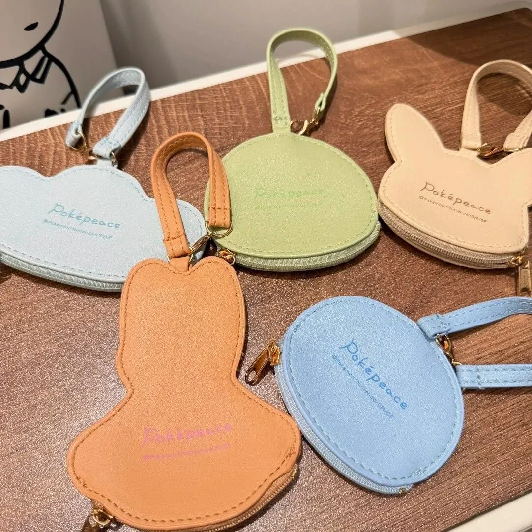 Daily Portable Storage Pokepeace Coin Purse Pikachu Piplup Rowlet Scorbunny Tandemaus Chenille PU Leather Wrist Pouch for Fans