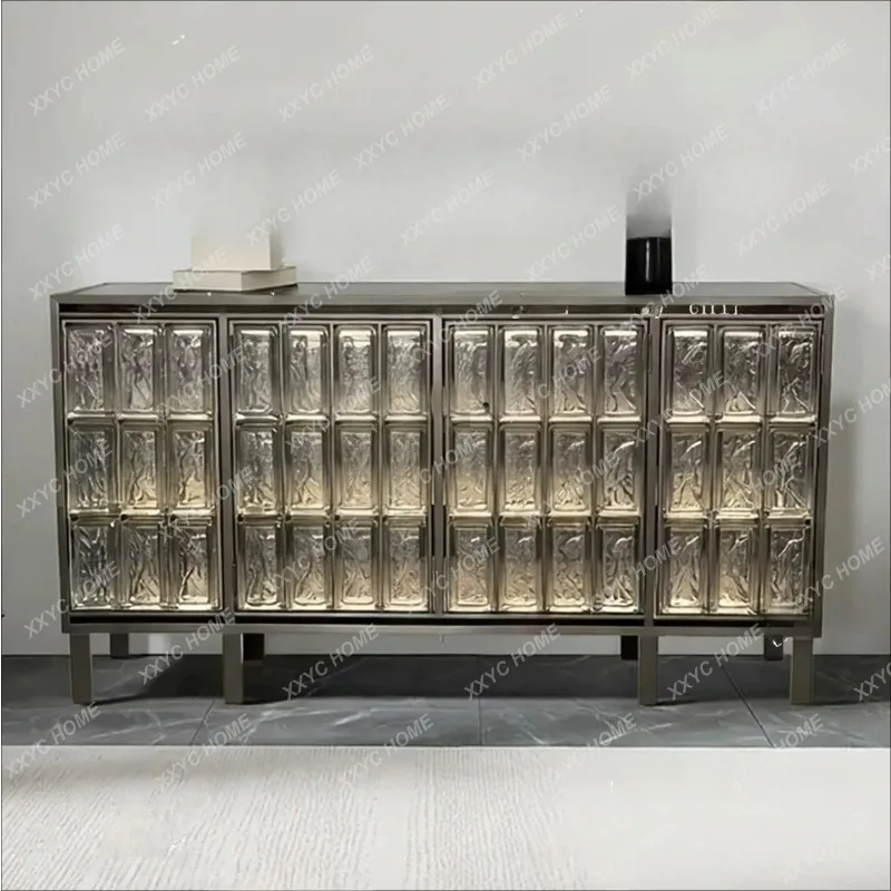 XX minimalist premium crystal glass brick side cabinet