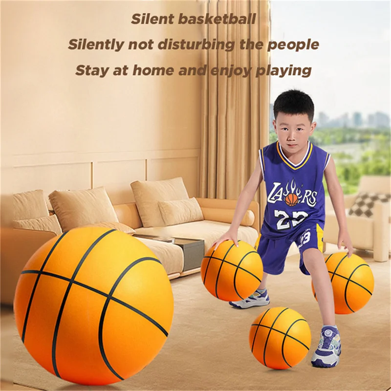 Bouncing Mute Ball Diameter 18/21/24cm High-Resilience Lightweight Silent Pu Foam Basketball Children Sports Bouncy Balls Toy