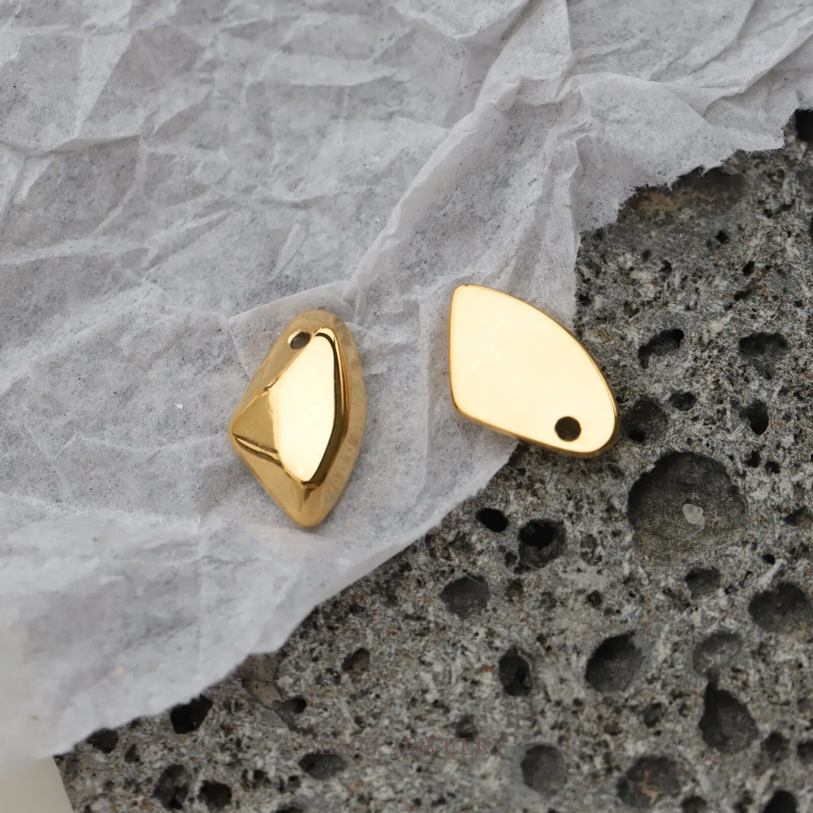 

Titanium Steel Gold-plated Irregular Cut Stone Headdress Charms Pendant For Jewelry Making DIY Bracelet Accessories Findings