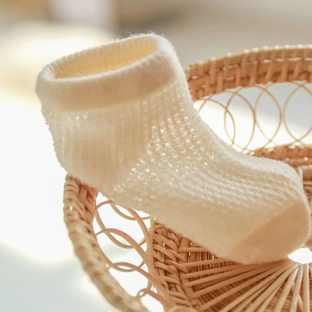4Pairs Sweet Cotton Baby Ruffle Socks Non-slip Newborn Mesh Tube Socks Infant Hollow Toddle Short Socks Princess