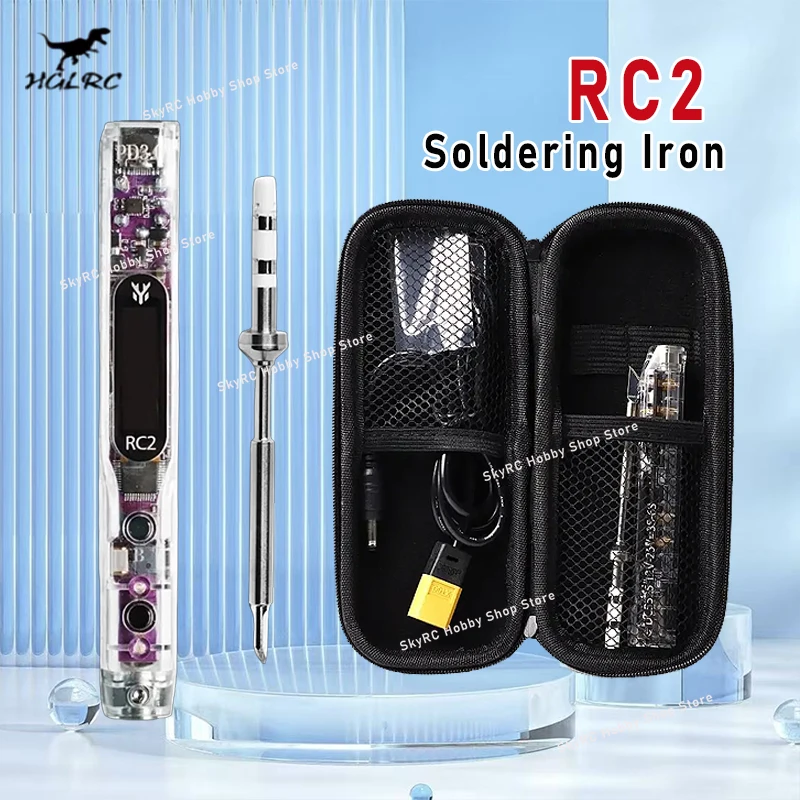 

HGLRC RC2 Soldering Iron OLED HD Display Smart Constant Temperature Compatible with TS / T12 Soldering Lron Tips for FPV