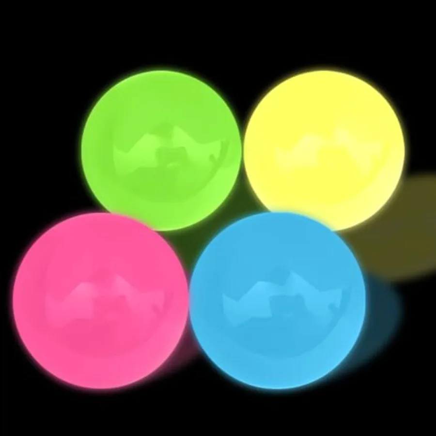 

4 Pcs Glowing Sticky Balls, Stress Relieving Glow in The Dark Stick to The Ceiling, Stocking Stuffers, Fun Decompression Fidget
