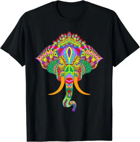 Colorful Ganesha God Face Hindu Design Gift Tee T-Shirt S-5xl