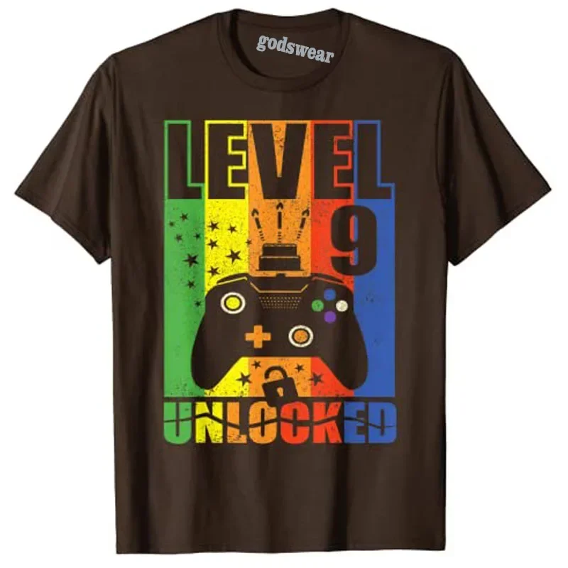 Level 9 Unlocked Birthday  Up 9th  Gamer T-Shirt Video Game Lover Tee Tops Gifts for Son Boys Clothes