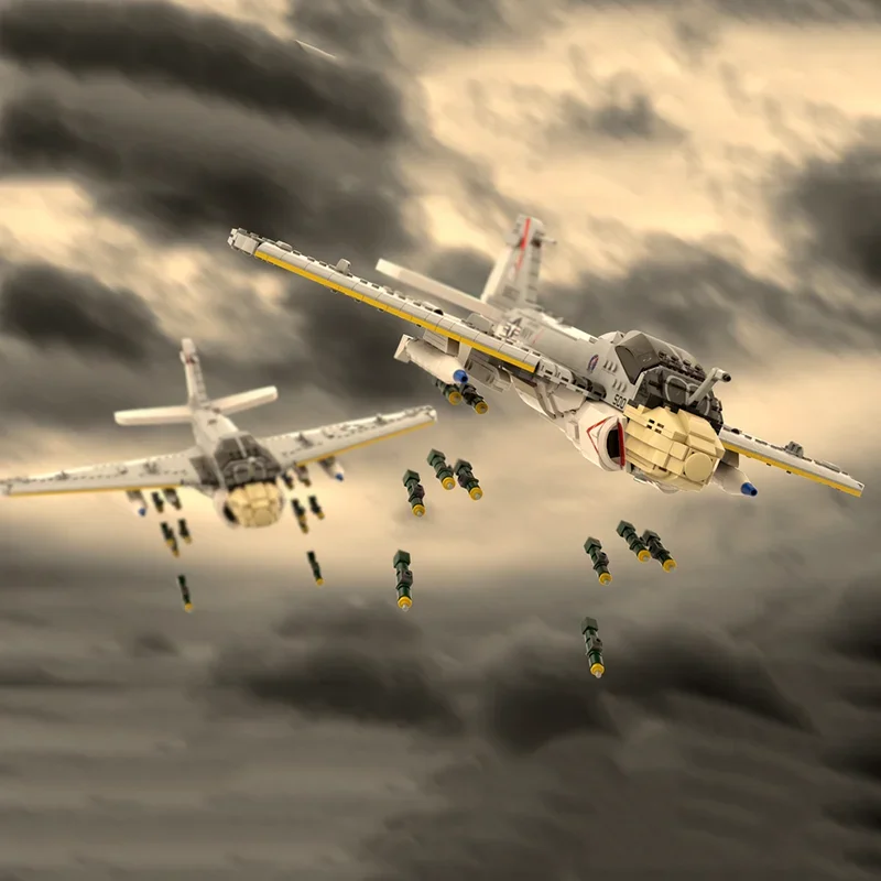 Moc Building Bricks 1:35 Scale A-6E Intruder Model Technology Modular Fighter Model Blocks Gifts Christmas Toys DIY Set Assembly