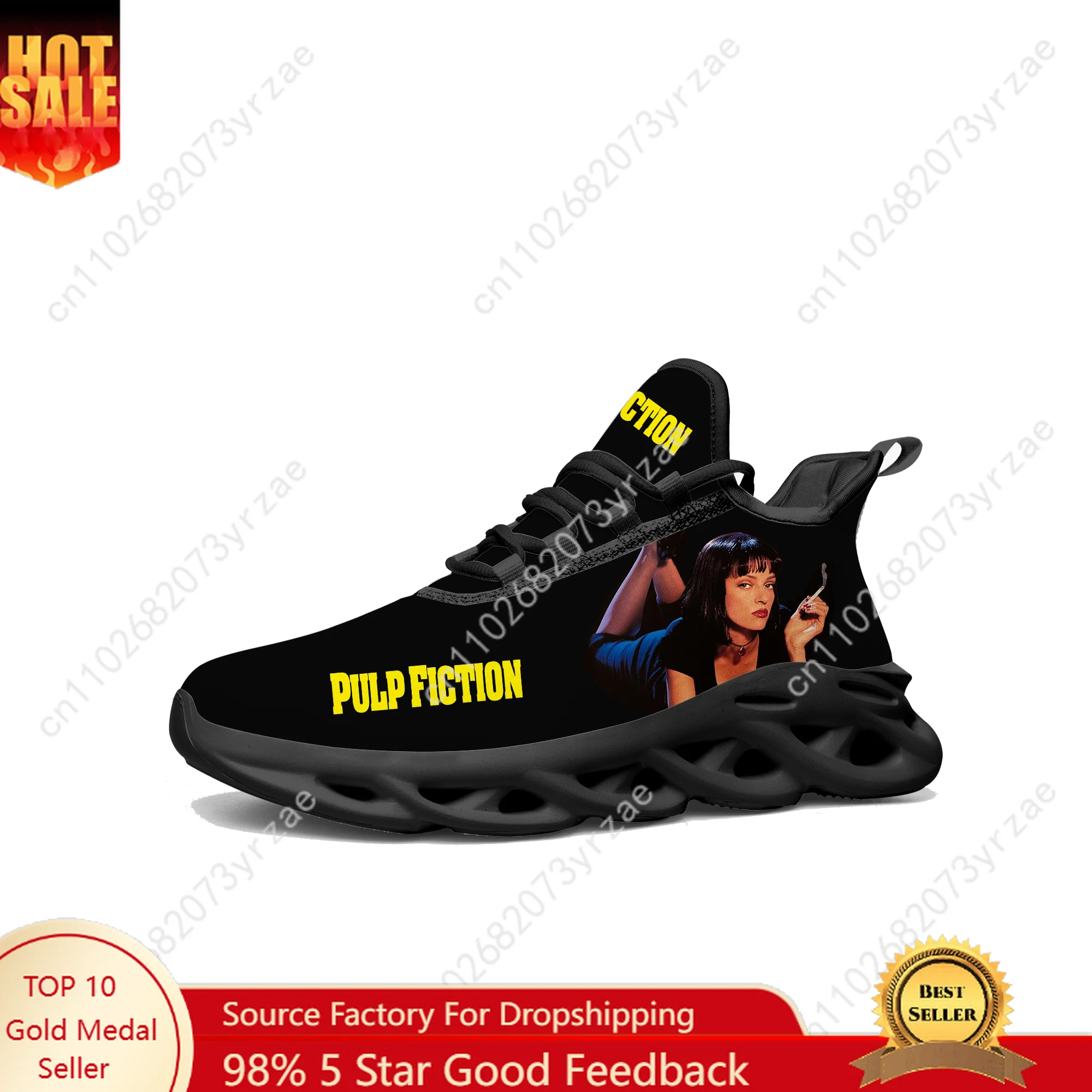 

Pulp Fiction Lace Mesh Shoes Flat Sneaker Mens Womens Sports Shoe High Quality Personalized Sports Sneakers Customized Footwe
