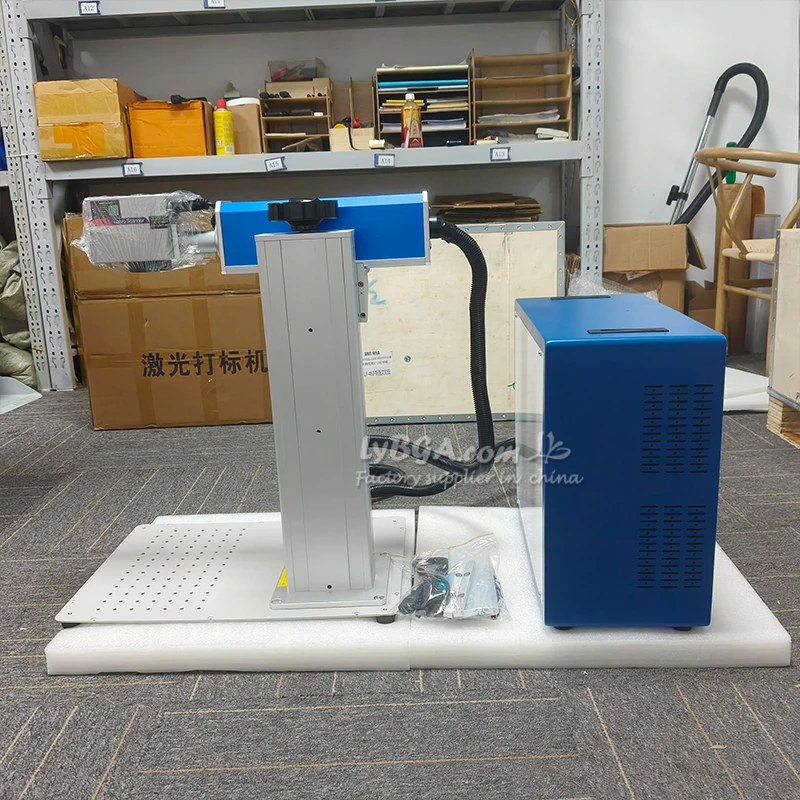 

LY 20/30W/50W Separated Desktop Mini Raycus Max Fiber Laser Nameplate Marking Machine Options Rotation Axis Rolling Roller Axis