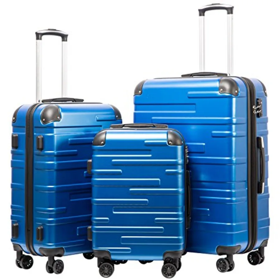 

Hardside Luggage 3 Piece Set with TSA Lock Spinner Wheels Telescopic Handle Lightweight Travel Suitcases Blue 3 Piece Set