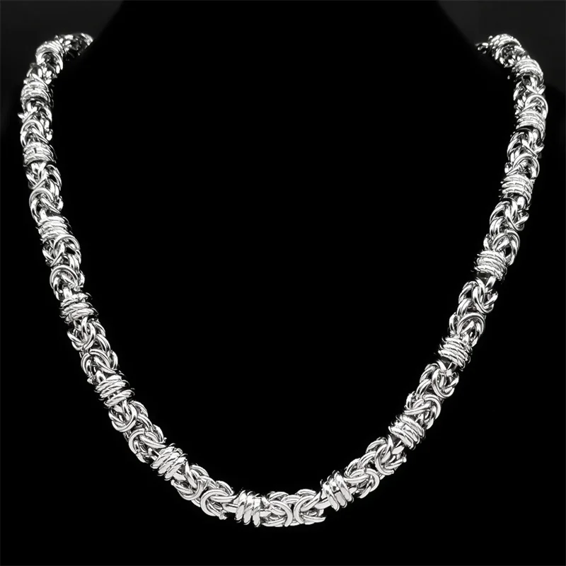 Punk Stainless Steel Chain Necklace Bracelet For Men Neck Silver Color Male Thick Long Chains Boyfriend Gift Jewelry NLT64S02