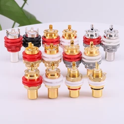 2PCS EIZZ High End Female RCA Jack Socket Connector Adapter 24K Gold Plated Brass  For Hifi Audio Video TV CD AMP Panel Chassis