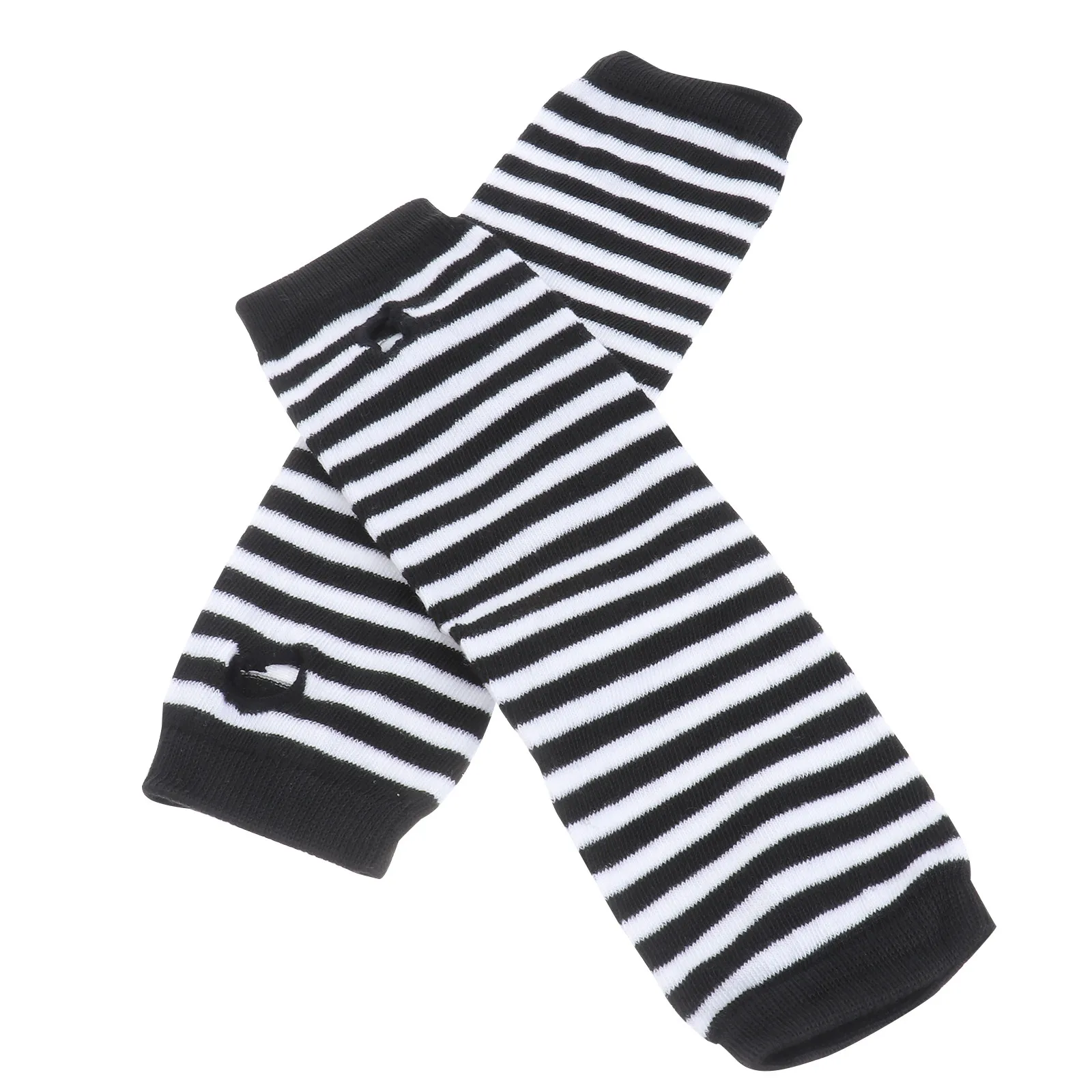 Pair of Fingerless Arm Warmers Black White Long Stretchable Cozy Gloves Winter Warmer Ideal for Driving Texting Outdoor Walks