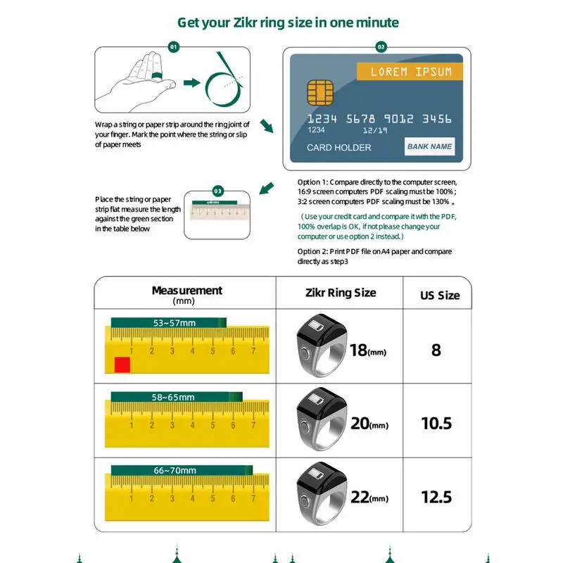 Imagem -05 - Smart Clear Display Prayer Counter Lembretes de Tempo Anel Eletrônico Orações 18 mm 20 mm 22 mm