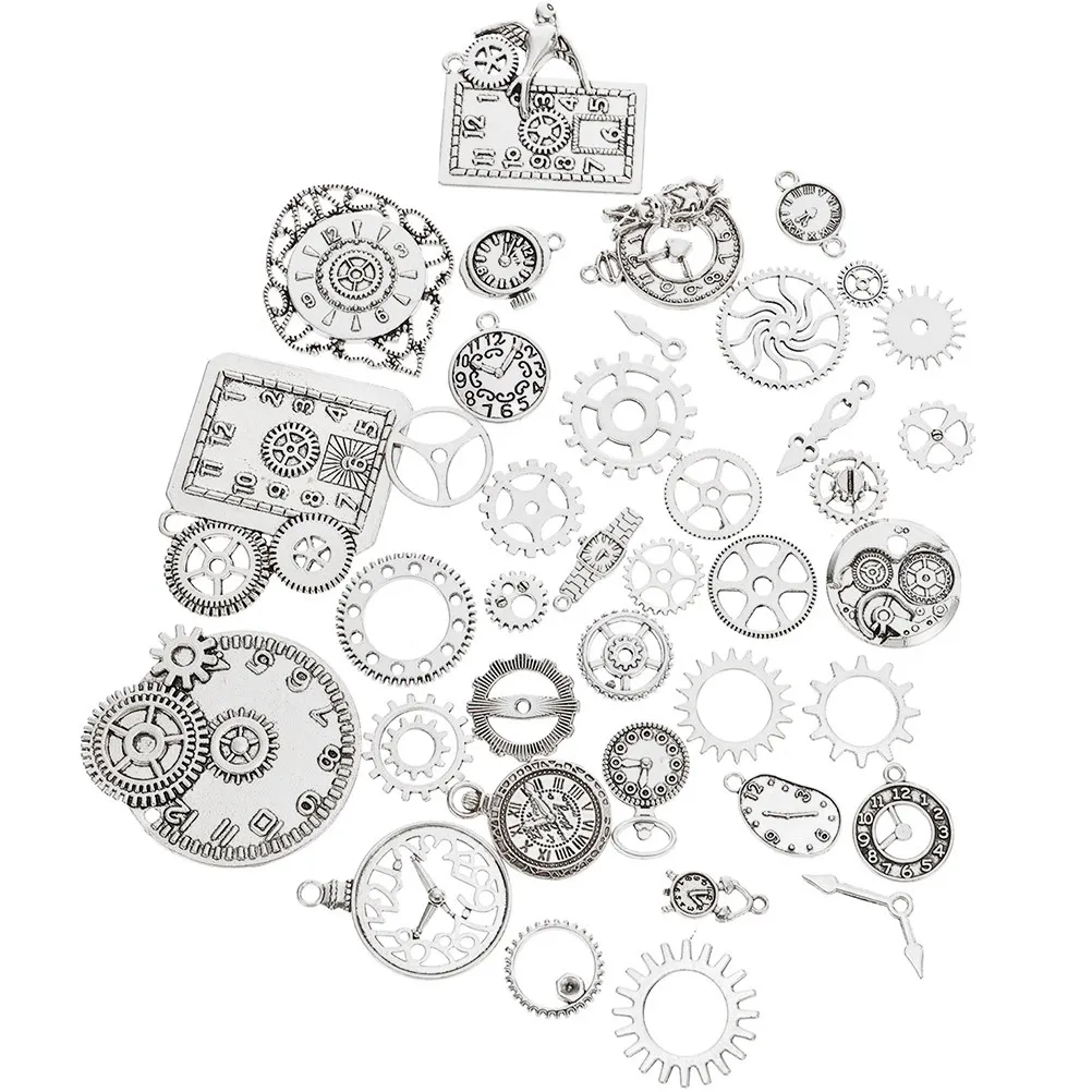 

Набор металлических шестеренок в стиле стимпанк для рукоделия, винтажные подвески-колеса, фурнитура для изготовления украшений, материалы для творчества