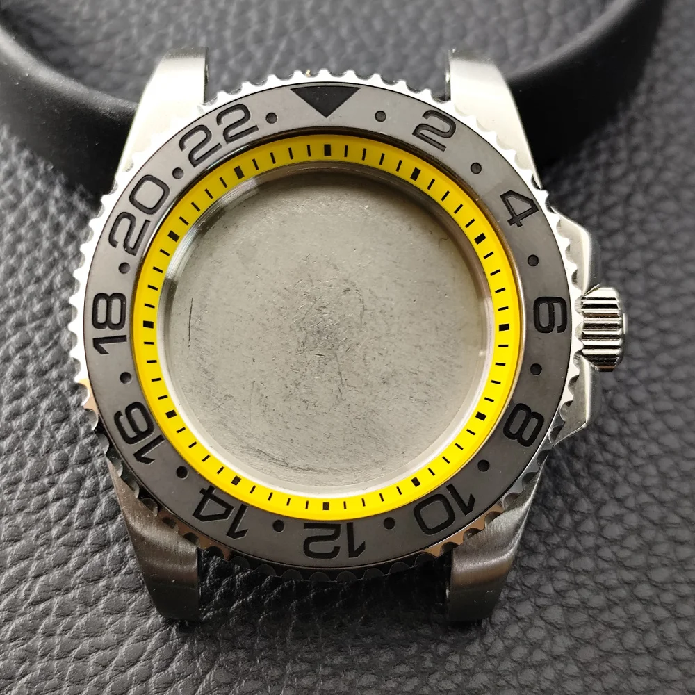 NH35 High-quality 40.5mm Silvery GMT Have Chapter Ring Steel Case Fit NH34 NH35 NH36 Movement Sapphire Glass Watch Box image 3