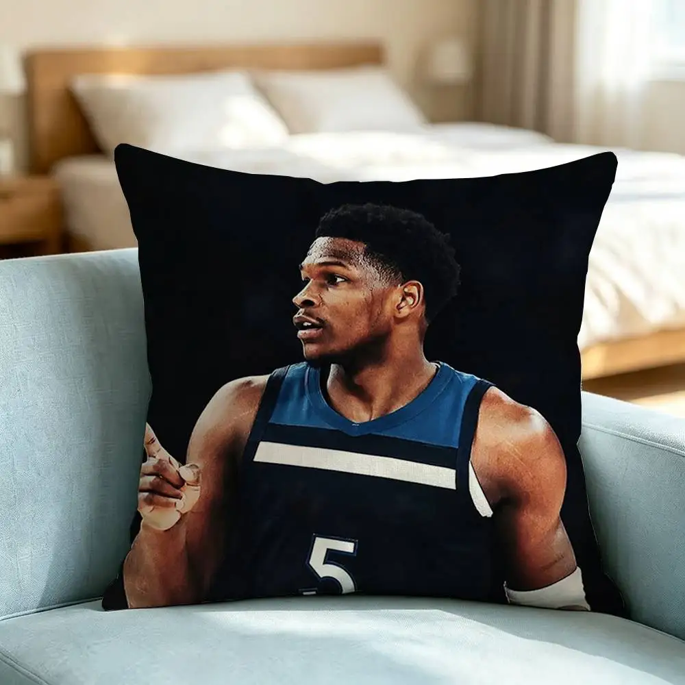 A-Anthony Edwards Basketball-S Square Double-Sided printed Pillow Case Bedroom Bedside Pillow Sofa Cushion Cover Gift