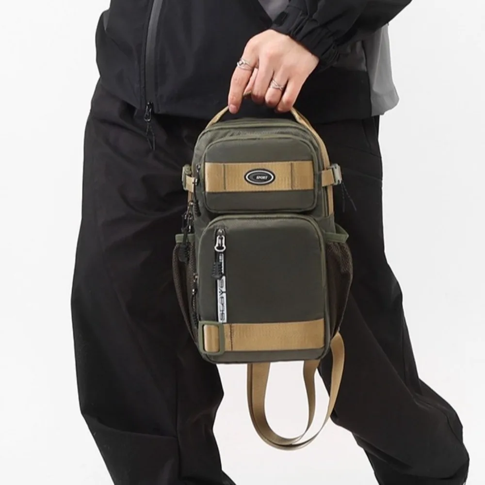 Oxford Cloth Men Chest Bag Large Capacity Multifunction Sports Message Bag Zipper Waterproof Shoulder Crossbody Bag Travel
