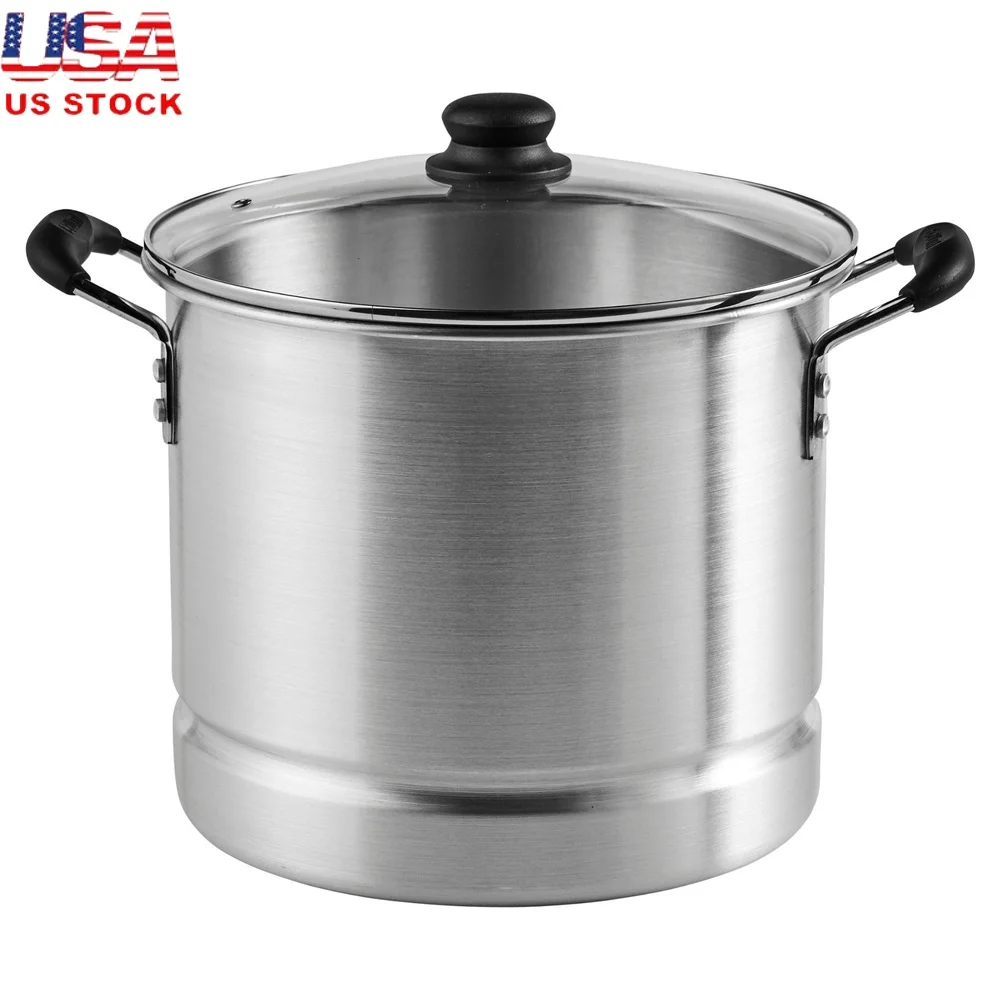 

Алюминиевая пароварка 10Qt со стеклянной крышкой, съемная стойка, крутые сенсорные ручки, идеальная кастрюля для приготовления морепродуктов Tamales