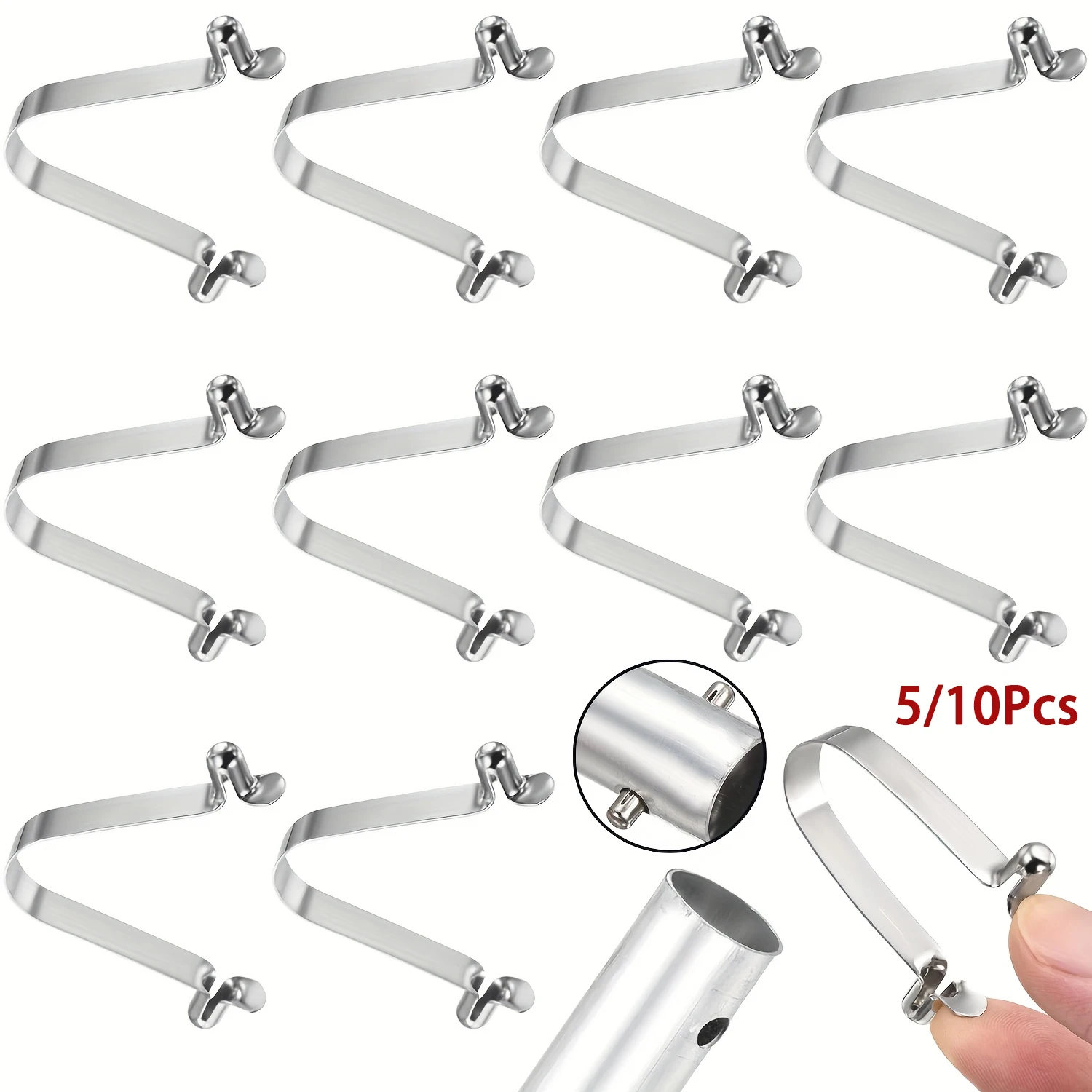 

5-10pcs Double Button Kayak Paddle Snap Spring Clip Steel V-Shaped Lift Telescopic Locking Tube Pole Clips for Tent Umbrella