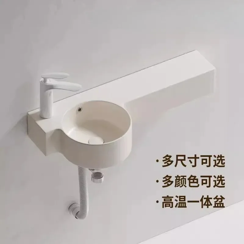 

Small apartment wall-mounted ceramic wash basin integrated countertop mini washbasin color hanging basin wash basin