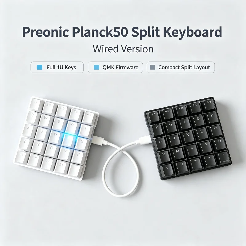 X.tip Planck50 Wired Split Mechanical Keyboard Kit Aluminum Bottom Qmk/vial Layout 5x5 All 1u Orthogonal Keyboard Programming