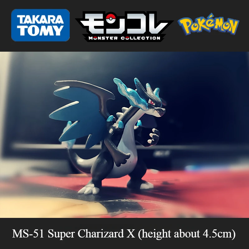 TAKARA TOMY Pokemon Super Charizard X Miniature Doll Anime Collection Decorative Ornaments Children's Toy Model Birthday Gift