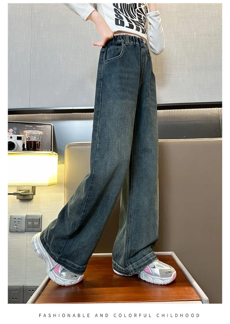 Winter 4-14 Jahre Mädchen Jeans UNITIM Fleece Dicke Kinder Mädchen Denim Hosen mit Liebe-Tasche Teenager Mädchen Integrierte Gerade Hosen – Detail 13