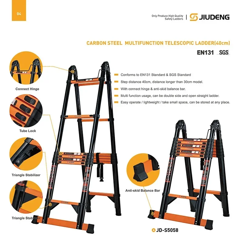 Multi-functional Jiudeng Multi functional telescopic ladder and zigzag ladder aluminum alloy folding ladder household
