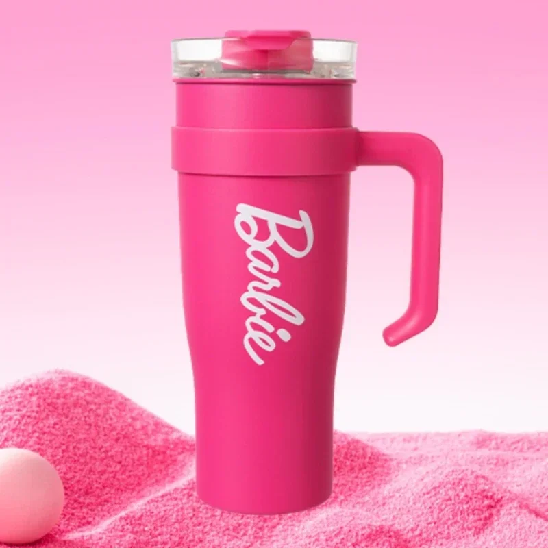 2024 1200ml Barbie Large-capacity Giant Water Cup Pink Steel Bling Straw Water Kawaii Bottle Stainless Steel Insulated Cup Coffe