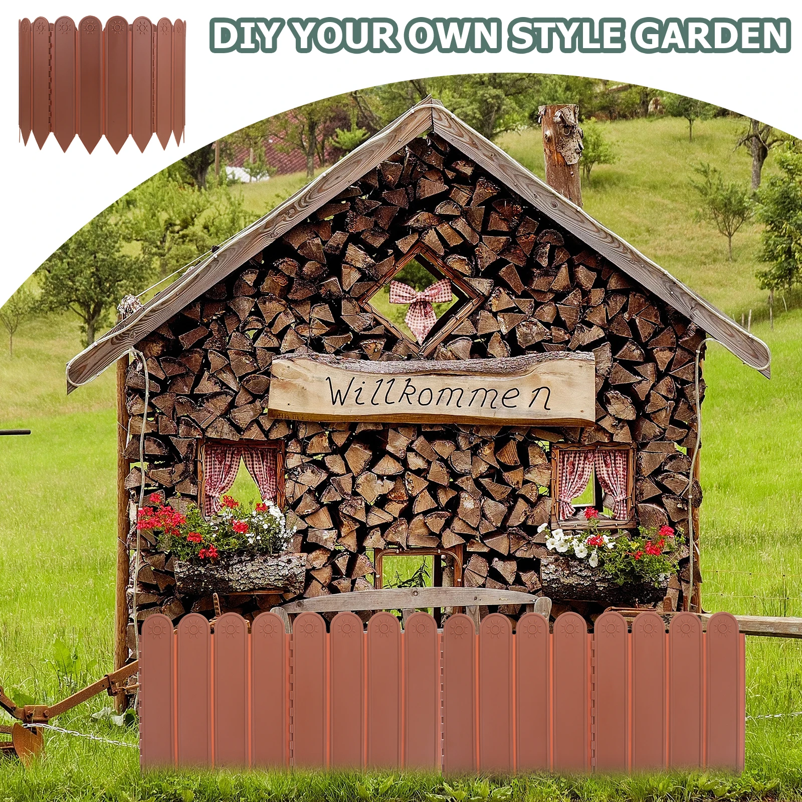 

1 Bag Plastic Garden Fence Lawn Edging Border Lightweight Portable Curved Straight Line Installation Yard Decor Fencing Panel