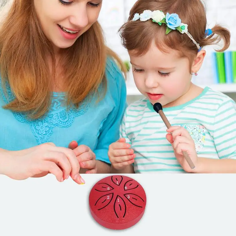 Small Steel Tongue Drum 3-inch Wooden Stick Percussion Instruments 6-Tone Pocket Size Steel Tongue Drum For Girls Boys Beginner