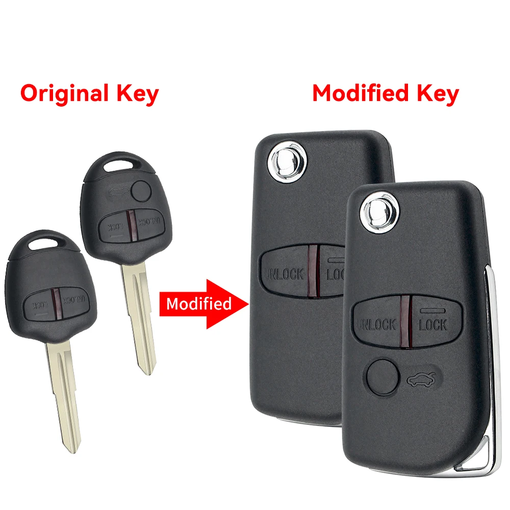 KEYYOU 10x Modified Flip Remote Key Shell Case For Mitsubishi New ASX GRANDIS Outlander LANCER 2/3 Buttoons Right Left Blade