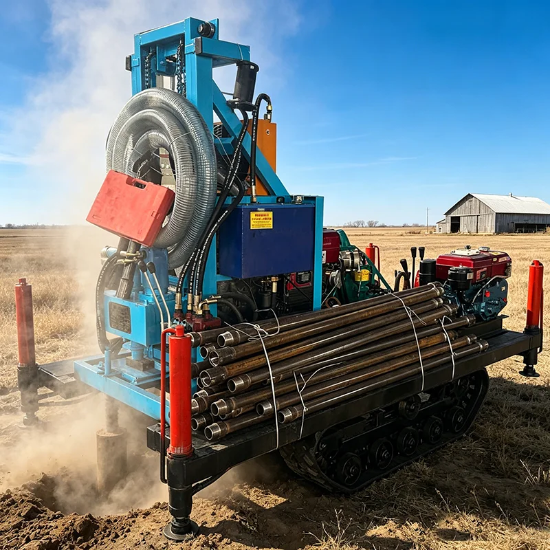 Crawler Hydraulic Diesel Water Well Drill Rig 150M Portable Deep Borehole Drilling Machine For Farm