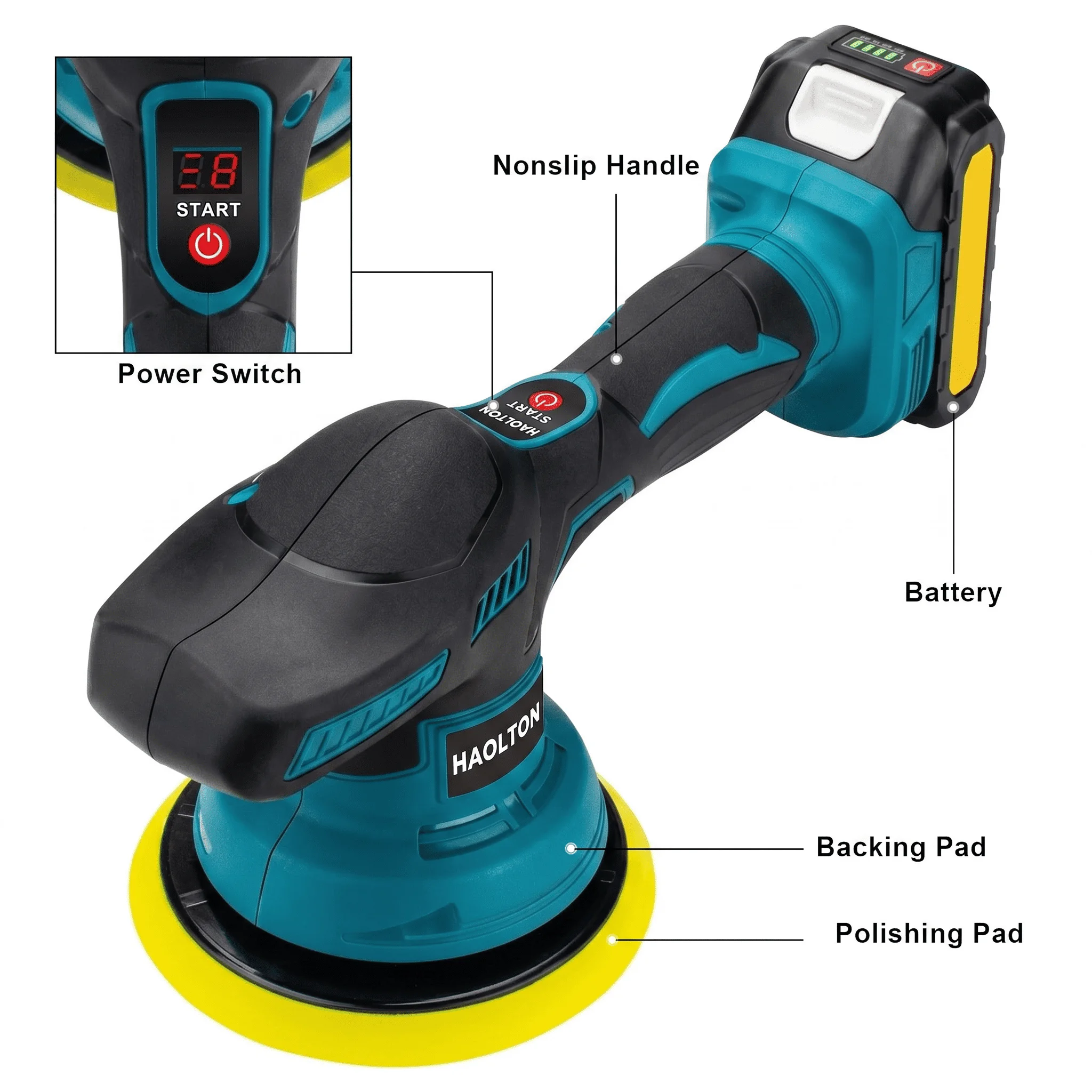 MAKITA 18V HAOLTON Cordless Car Polisher Dual Action Wireless Polishing Machine Electric Polish Machines Adjustment Power Tools view 5