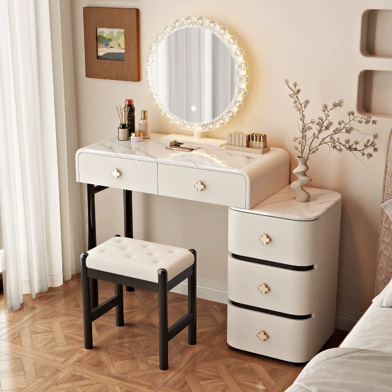 Square Extension Vanity Desk Led Mirror Organizers Wooden Luxury Dressing Table Bedroom Drawers Schminktisch Home Furniture