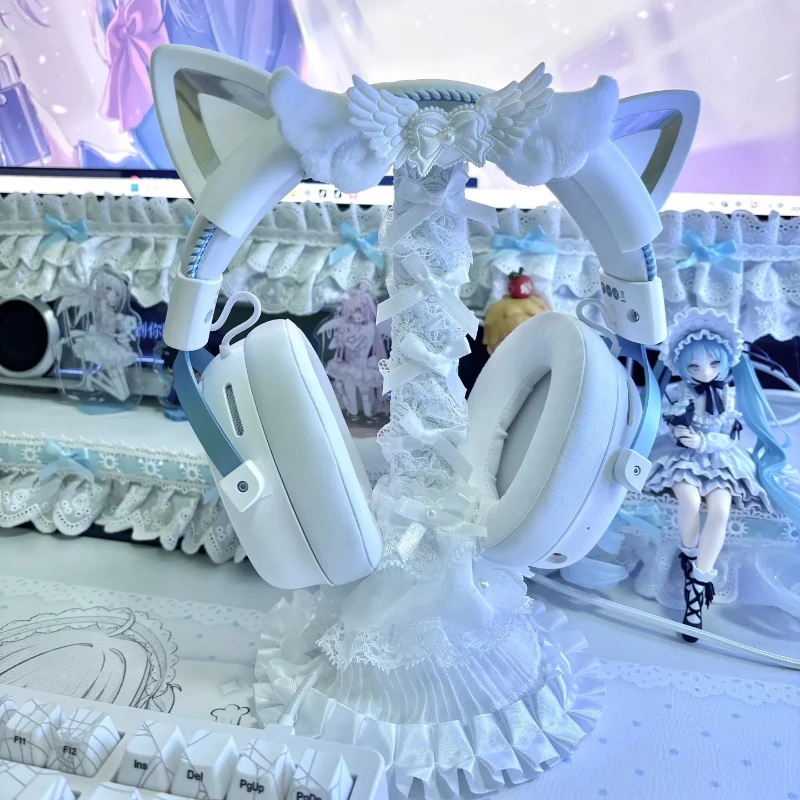 

Pure White Love Angel Earphone Stand Customization Original Handmade Headwear Earphones Stand White DIY Earphone Accessories