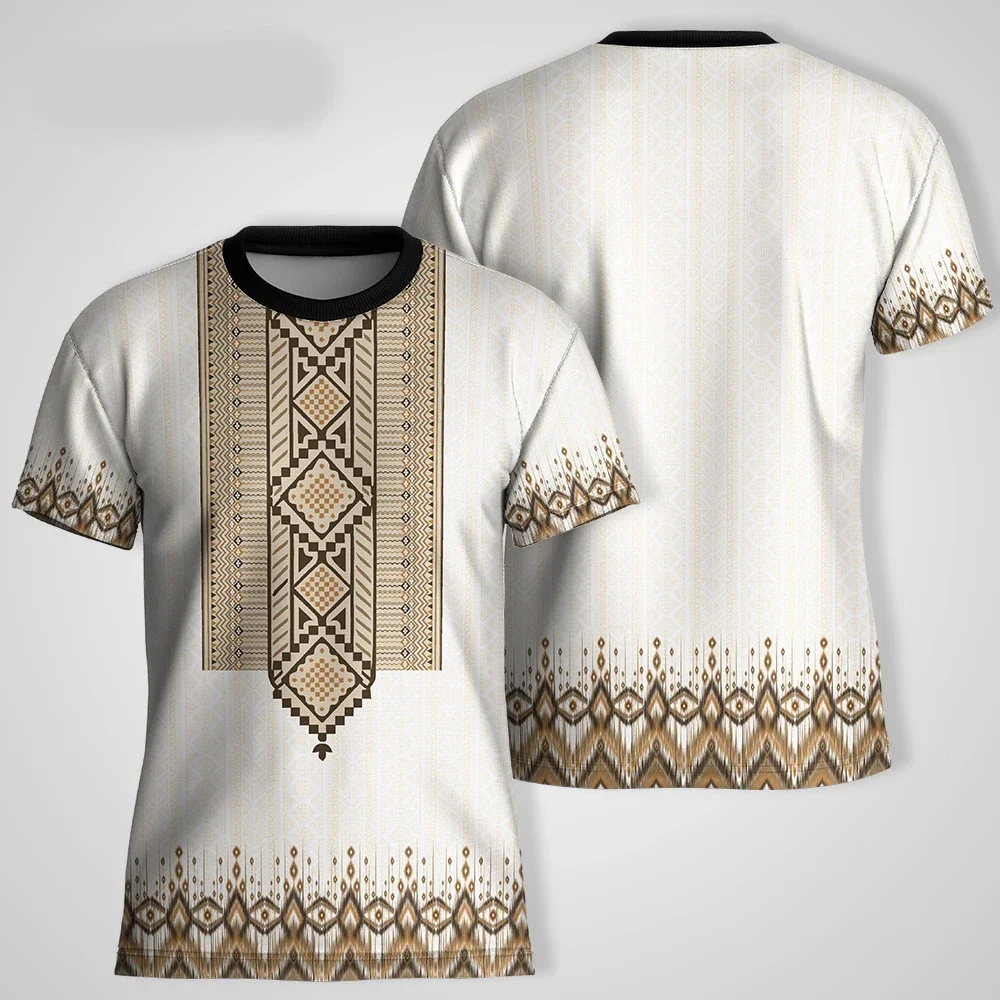 Summer 3D pattern ethnic tribal style children's short-sleeved T-shirt in retro Y2K style quick-drying breathable children's top