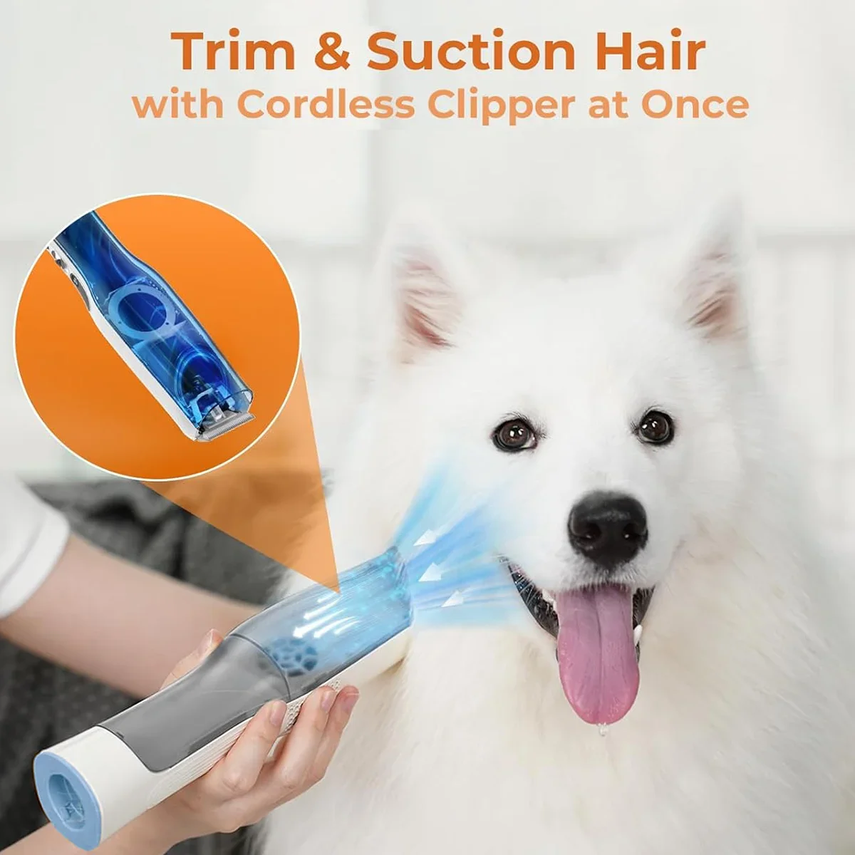 Hot sale 5-in-1 Dog Grooming Kit With Innovative Pet Vacuum Cleaner, Brush, Trimming , Crevice Tool For All Pet Hair