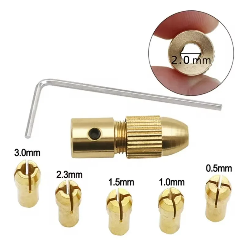 Mini Drill Chucks Adapte 7Pcs/set 0.5-3mm（Inner 2mm）Small Electric Drill Bit Collet Micro Twist Chuck Tool Kit Woodworking