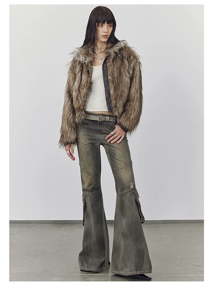 Mauroicardi Spring Winter Cool Short Warm Thick Hairy Shaggy Patchwork Faux Fox Fur Coat Jacket Women Luxury Designer Clothes