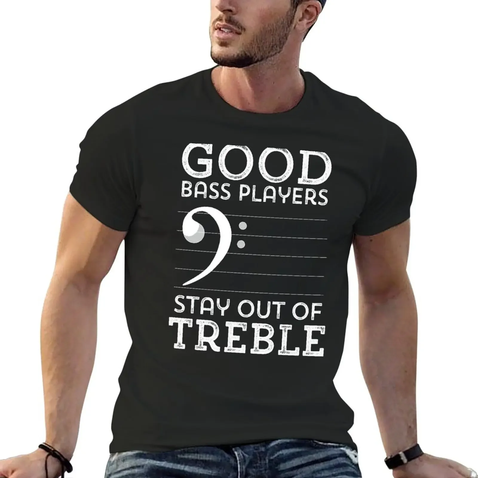 Stay Out Of Treble Funny Bass Clef Bassist Bass Player Double Bass Music T-Shirt shirts graphic summer tops mens white t shirts