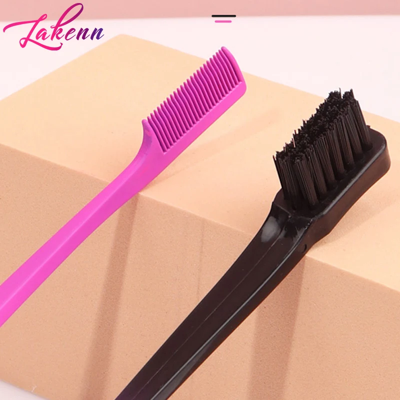 Edge Brush And Comb Double Sided Edge Control Hair Brush Comb 2 Pieces Pink And Black Edge Brushes